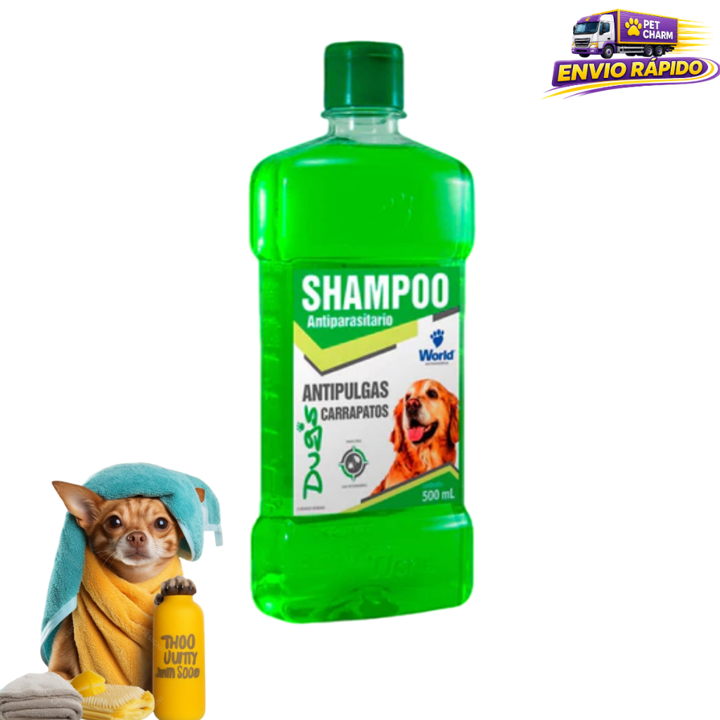 Shampoo Antiparasitário Dug’s World 500ml Controle de Pulgas e Carrapatos