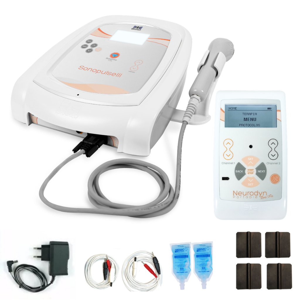 Kit Neurodyn Portatil Tens Fes Ibramed Sonopulse III Ultrassom Fisioterapia Estetica