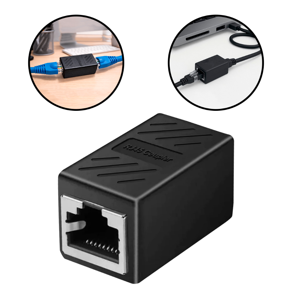 Adaptador Emenda Extensor Rj45 Cabo Internet Cat5, Cat6, Cat7 | 1 Un
