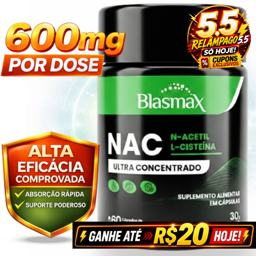 NAC Ultra Concentrado | N-Acetil L-Cisteína, Antioxidante e Suporte ao Fígado - 60 Cápsulas Original