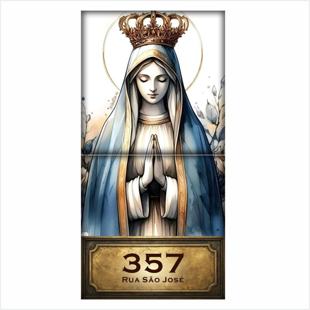 Azulejo Religioso Personalizado Número Casa Endereço Frase 2 Peças Placa Residencial Decorativa Mod2