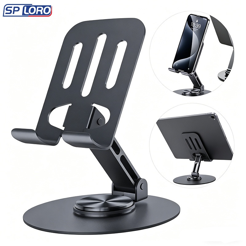Suporte Alumínio de Mesa Base Rotatória Ajustável 360º Para Smartphones e Tablets C340