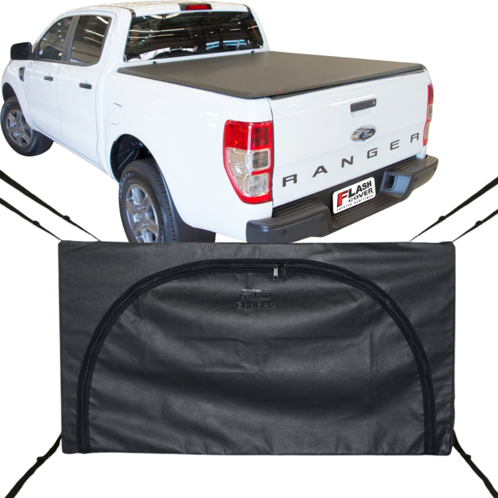 Bolsa Carroceria Caçamba Ecobag Flash Cover Ranger 2012 Até 2022 Em Diante Protege Sua Carga 378L Com Ziper Preto