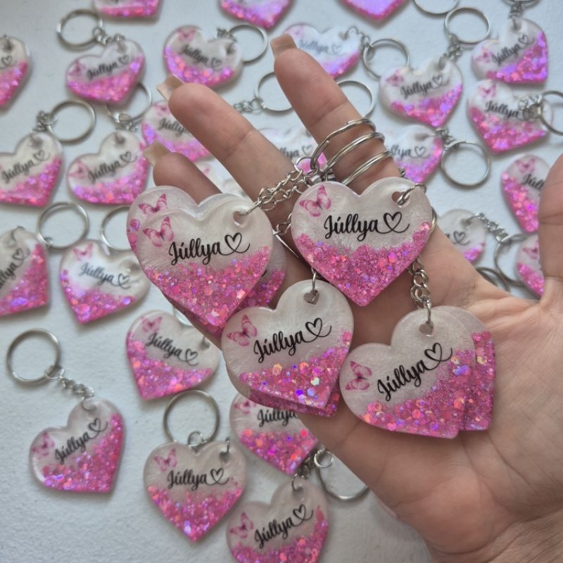 100 Chaveiros Coração em Resina Personalizado/Lembrancinha/Brindes/Aniversário /Lembrancinhas/ Natal