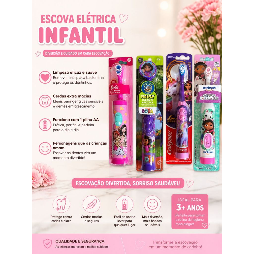Escova Elétrica Infantil-Diversos personagens Importado