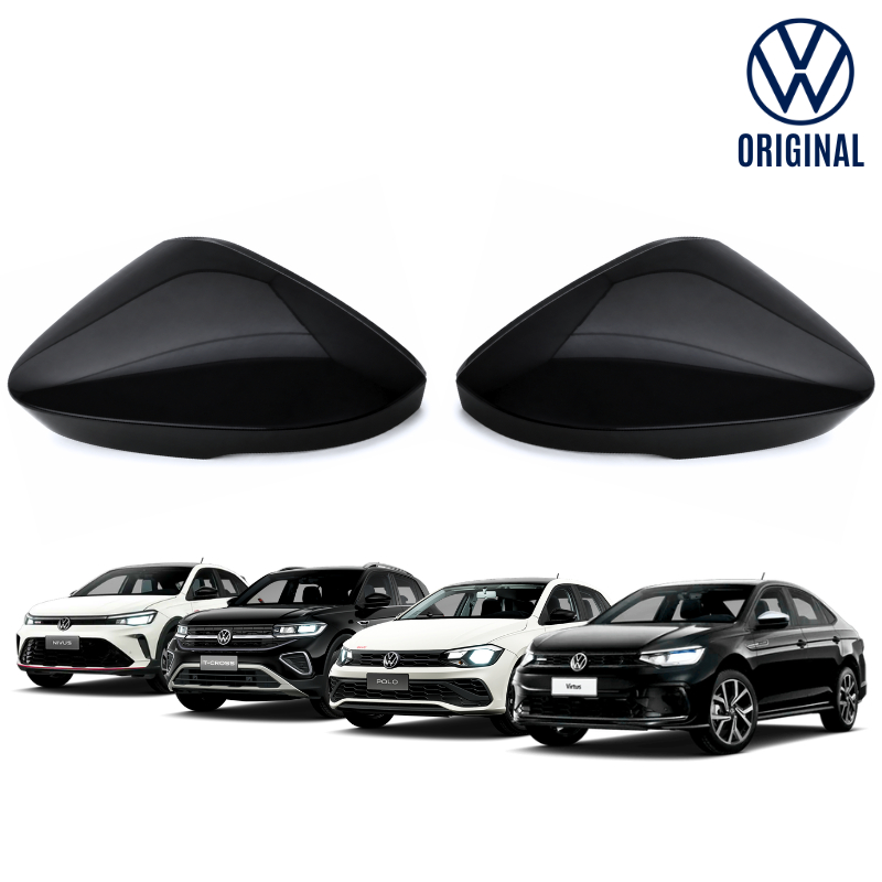 Par Capa Retrovisor VW Polo Virtus T-Cross Nivus Preto Ninja Original 2GP857538A 2GP857537A