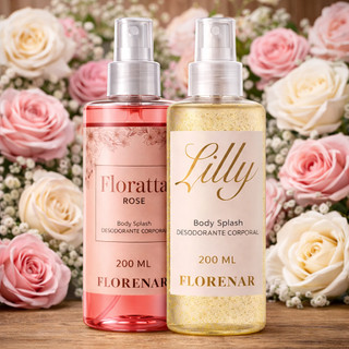 Kit Body Splash Lily + Florata Rose 200ml Com Glitter Feminino Mulher cheirosa presente