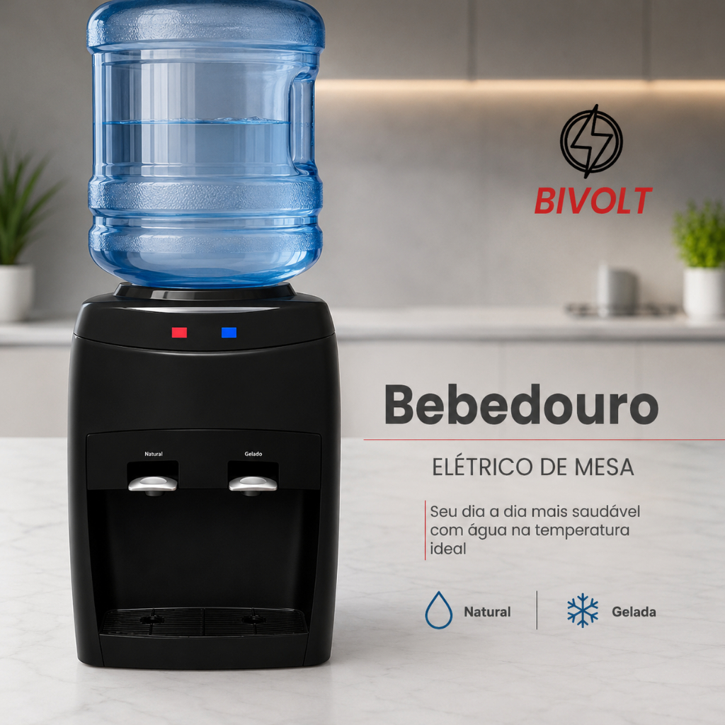 Bebedouro De Galão 10L ou 20l Agratto Bebedouro Bivolt Refrigerador Natural Gelada Elétrico De Mesa