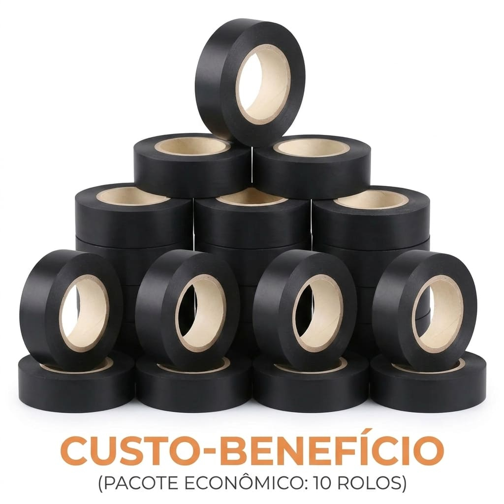 Fita Isolante Preta Antichama 9 Metros - Rolo PVC 600V para Fios e Cabos Elétricos (1 a 10 Unidades) — imagem 2 de 2