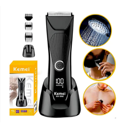 Kemei KM1848 Aparador Cabelo Íntimo Barba Corporal Bivolt Segurar botão 3 segundos para Ligar!