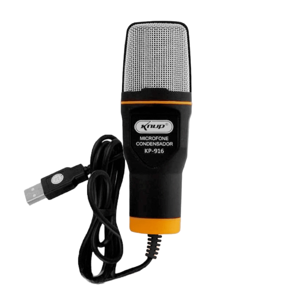 Microfone Condensador USB Knup KP-916 Preto