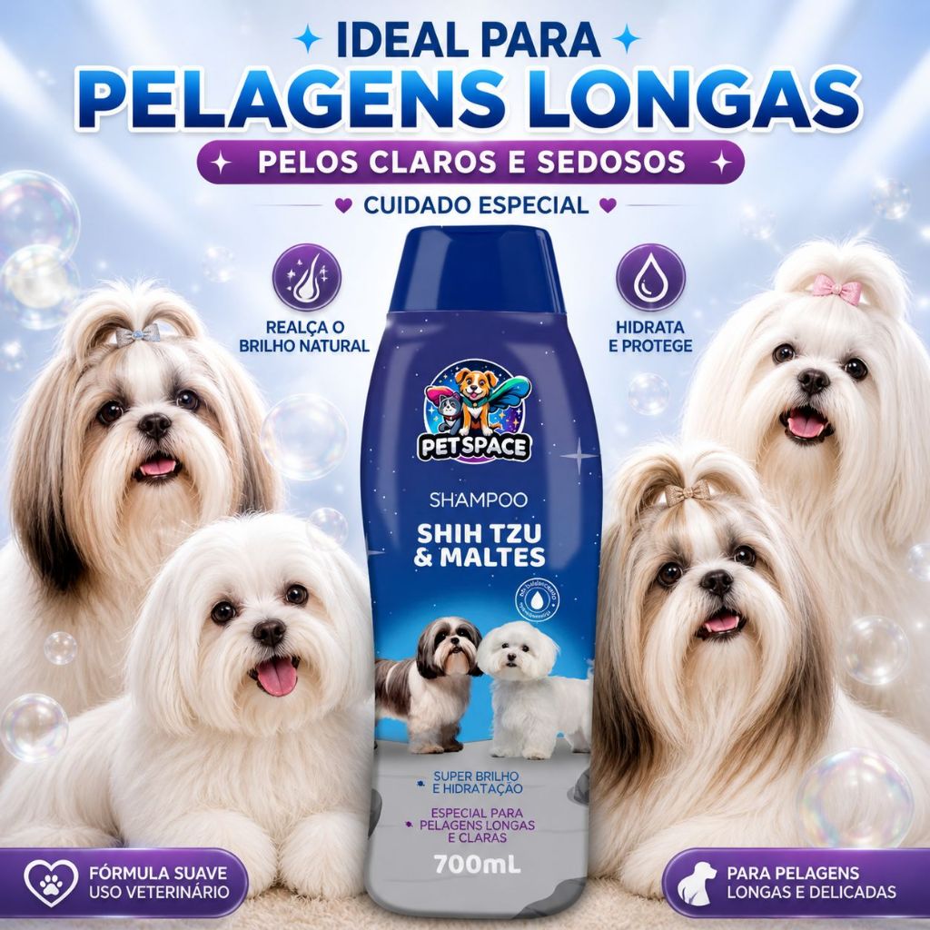 Shampoo Fórmula Brilho Shih-Tzu Branco Pet Space 700ml — imagem 2 de 2