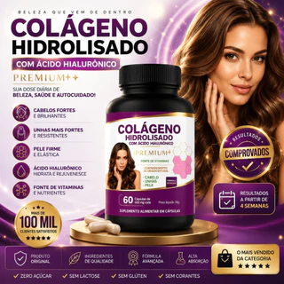 COLÁGENO HIDROLISADO COM ÁCIDO HIALURÔNICO - Com Vitamina C, Vitamina E e Zinco - Arkad Sulementos