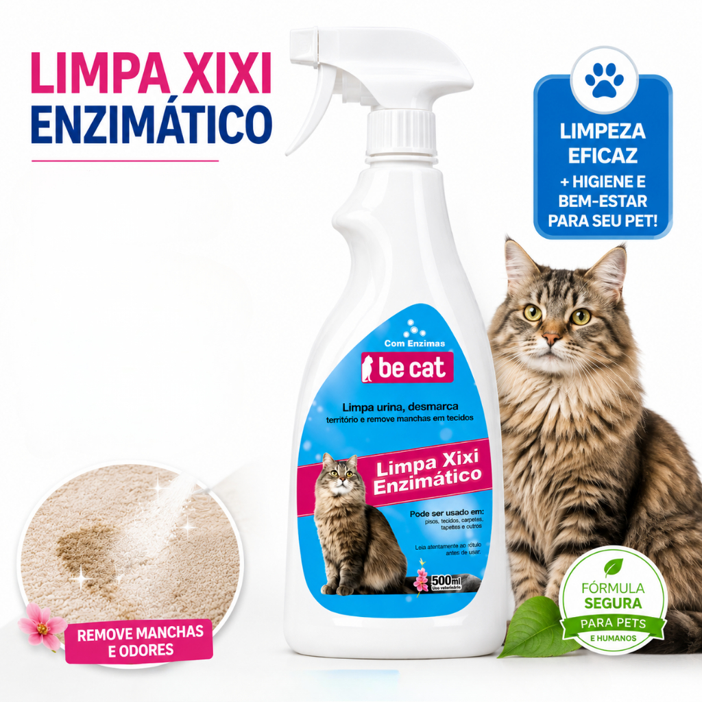 Limpa Xixi Enzimático para Gatos Desmarca Território Remove Odor e Manchas Be Cat