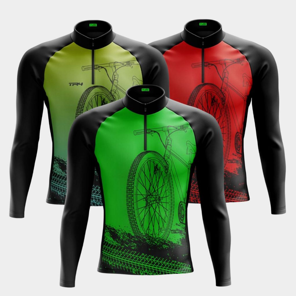 Camisa Ciclismo Masculino Manga Longa Bike Blusa Várias Cores Proteção UV