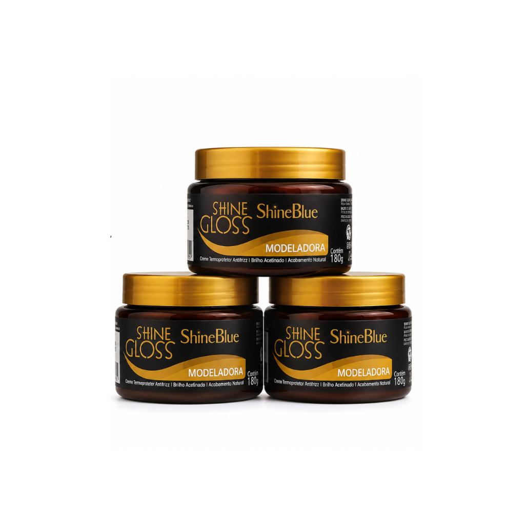 3 Pomadas Modeladora Fixadora Shine Blue 180g