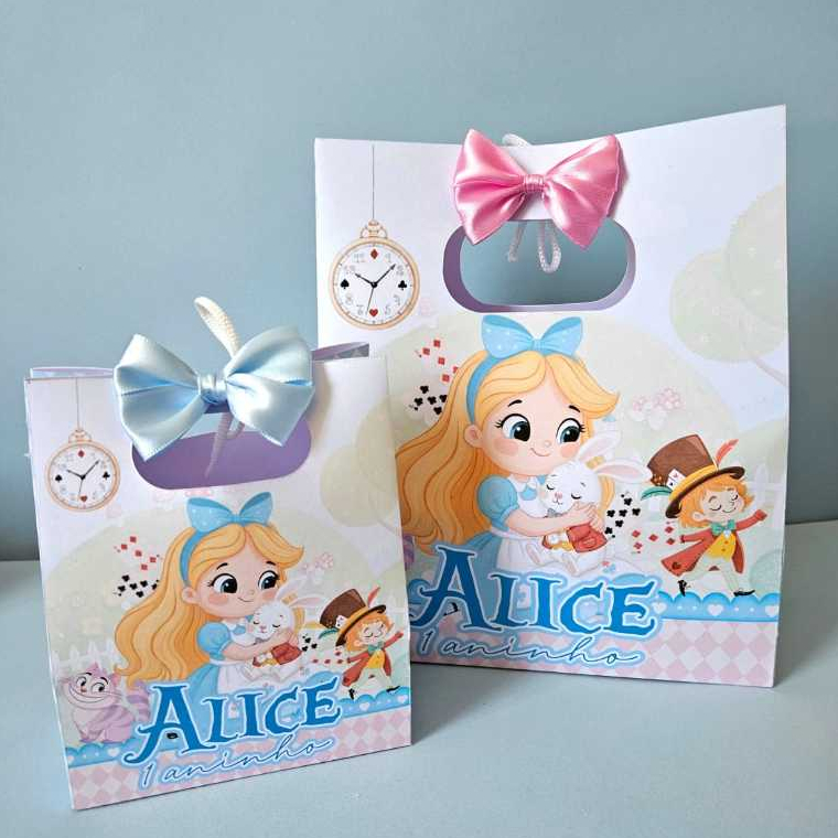 Sacolinha Personalizada Lembrancinha Alice no pais das maravilhas cute - Pegue e Monte