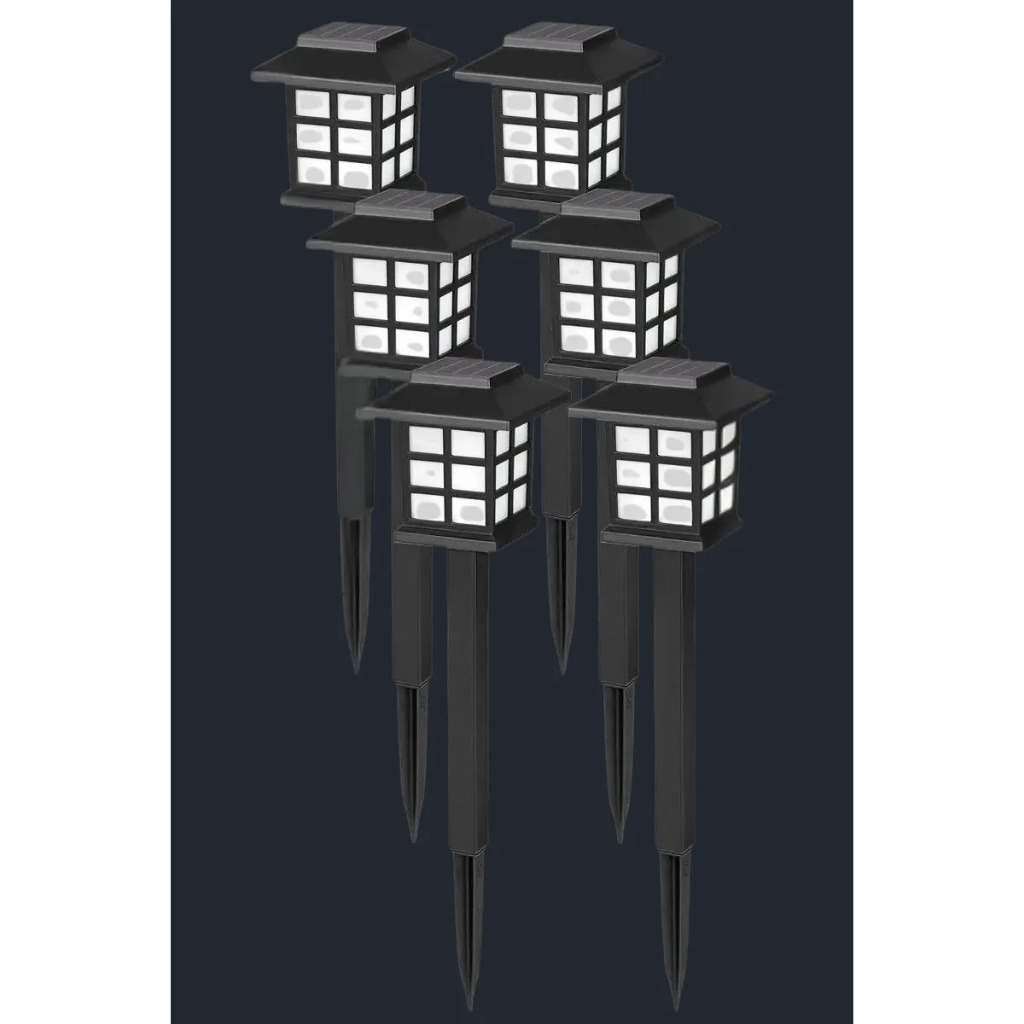 Kit 6 Luminária Solar Espeto Para Jardim Preto led sem fio economicas