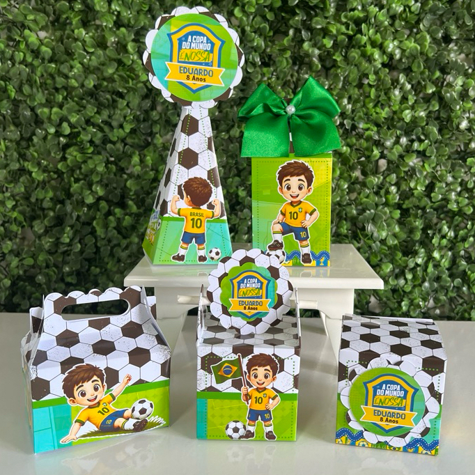 Kit Caixinhas Personalizadas Pegue e Monte Copa do mundo Futebol Brasil Lembrancinhas