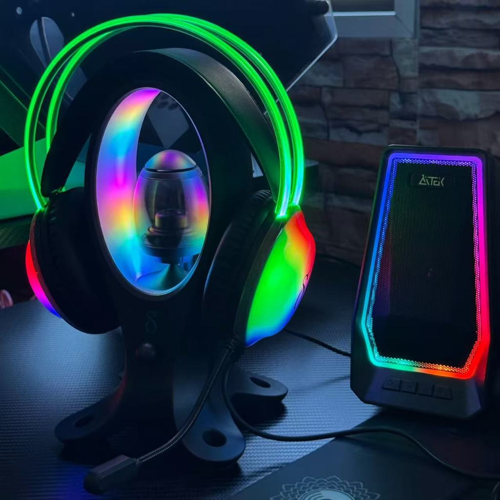 Fone Gamer Headset Rgb Led Colorido com Fio E Microfone Pc Computador Vídeogame PlayStation Xbox
