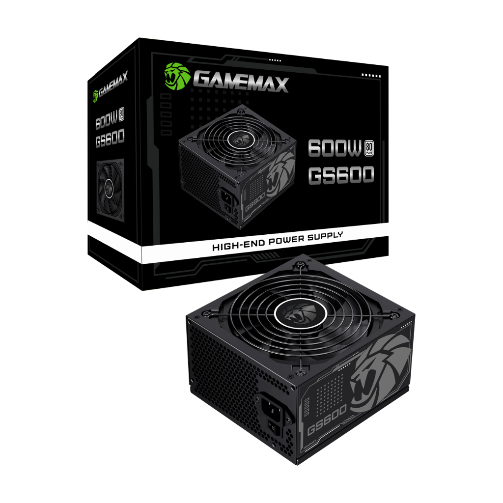Fonte Gamemax GS600, 600W, 80 Plus White, PFC Ativo, Black