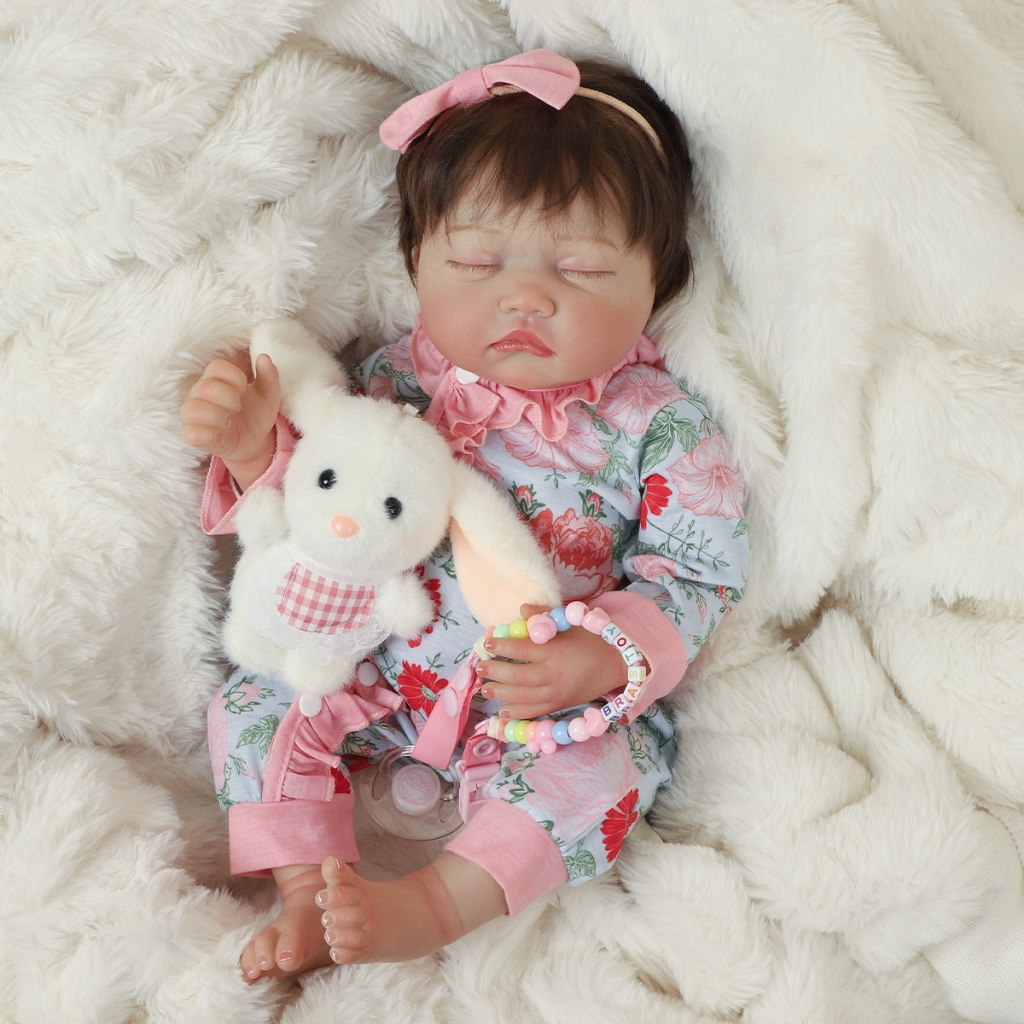 Bebê Reborn Recém Nascido 48cm Menina Silicone Realista Olho fechado Envio imediato Brastoy