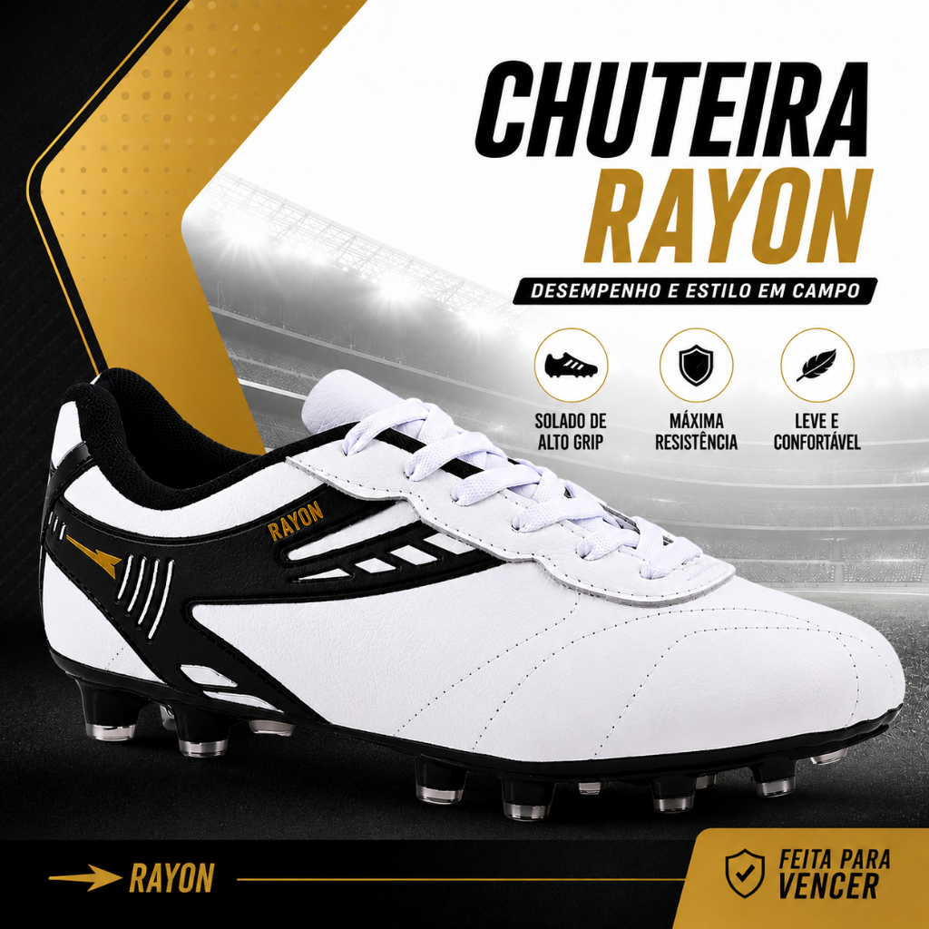 Chuteira em Couro 100% Legitimo Campo Trava - Resistente Costurada - Original R416-03 Imperdível