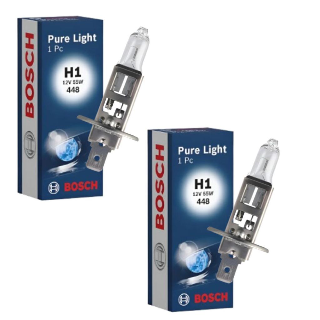 Par Lâmpadas Farol H1 Bosch Pure Light Halogena 12v 55W Alto Baixo Auxiliar Original