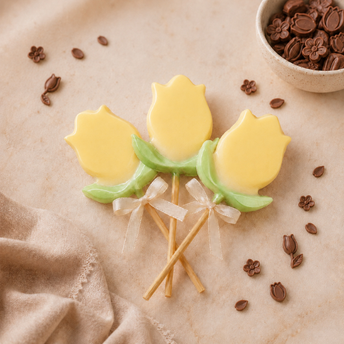 1~10 Forma Simples Pirulito Tulipa 252-(C8) em Acetato BWB Para Bombom e Doces de Chocolate e Confeitaria. (CHOCO) · foto 2