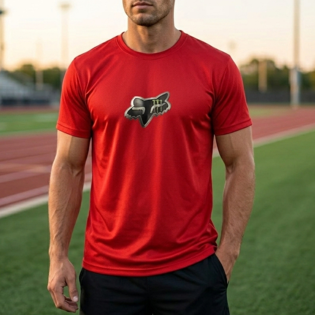 Camiseta Masculina Dry Fit com Elastano Manga Curta Esportiva Academia