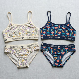Kit 2 Conjuntos Infantil Calcinha e Sutiã Sem Bojo Microfibra Estampado Confortável Menina