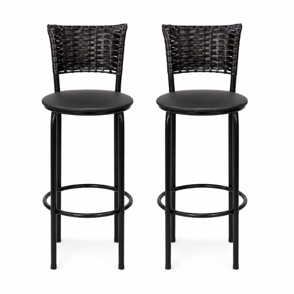 2 Banquetas Altas Junco Preto Cozinha Americana Balcão Bancada