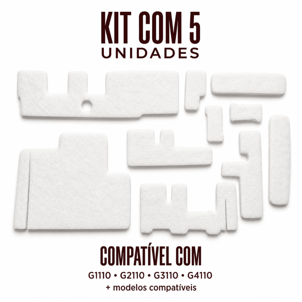 Kit 5 Almofada Absorvente Feltro Canon G1110 G2110 G3110 G3111 G4110 QY5-0593 Alta Absorção