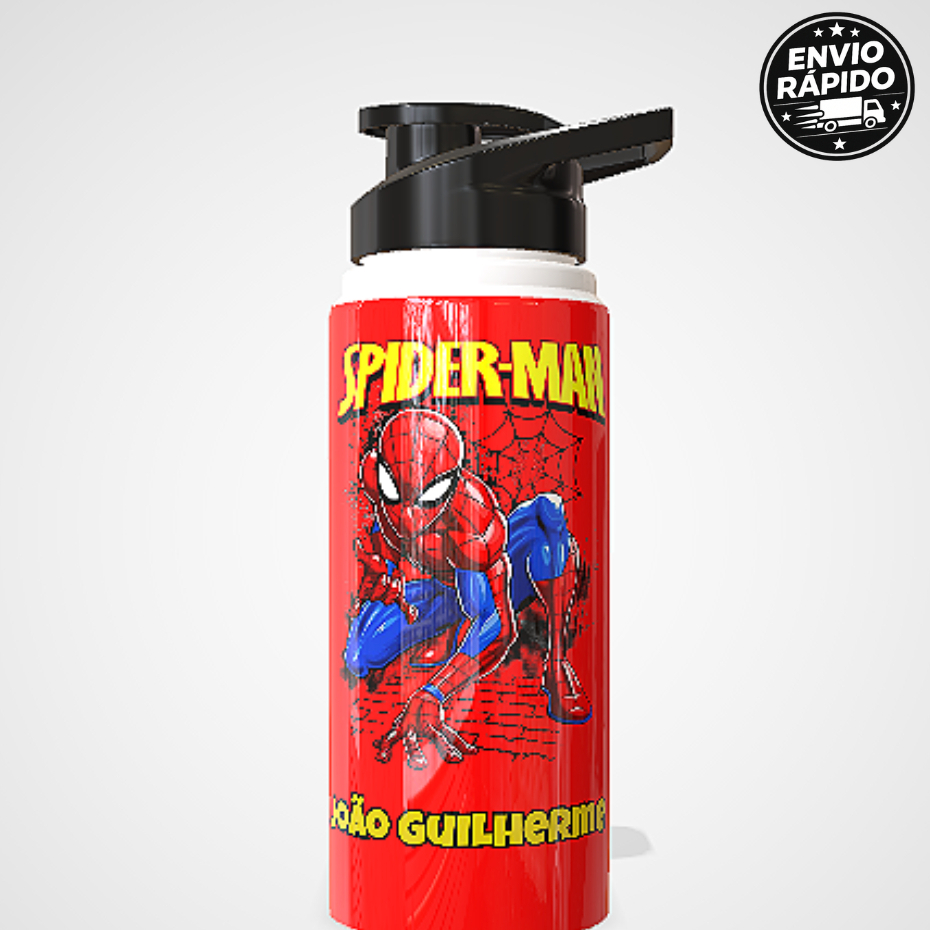 Garrafa Homem-Aranha 750ml Alumínio Personalizada com Nome – Squeeze Escolar Infantil