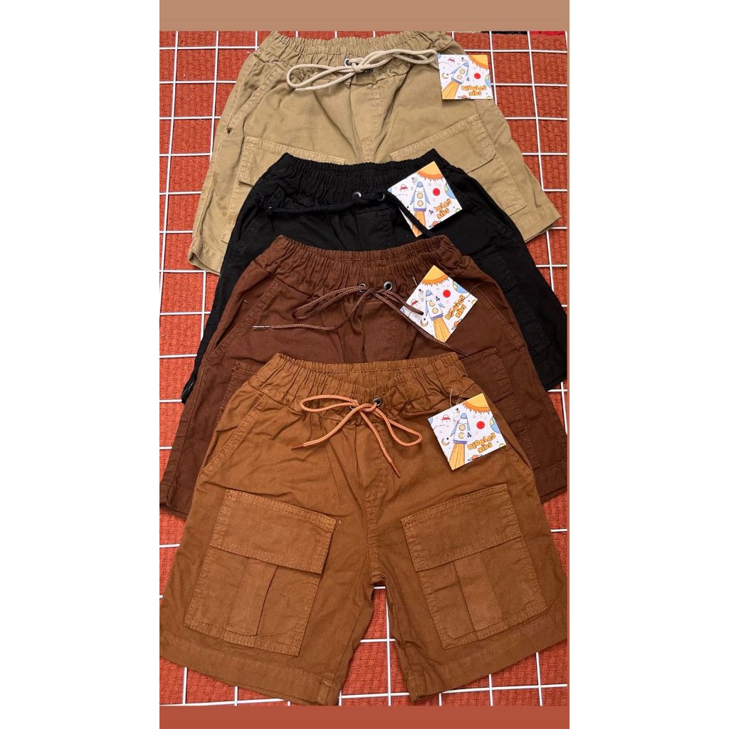 Short Cargo Infantil Masculino Sarja Com Bolsos frontais Ajustável Moda Kids