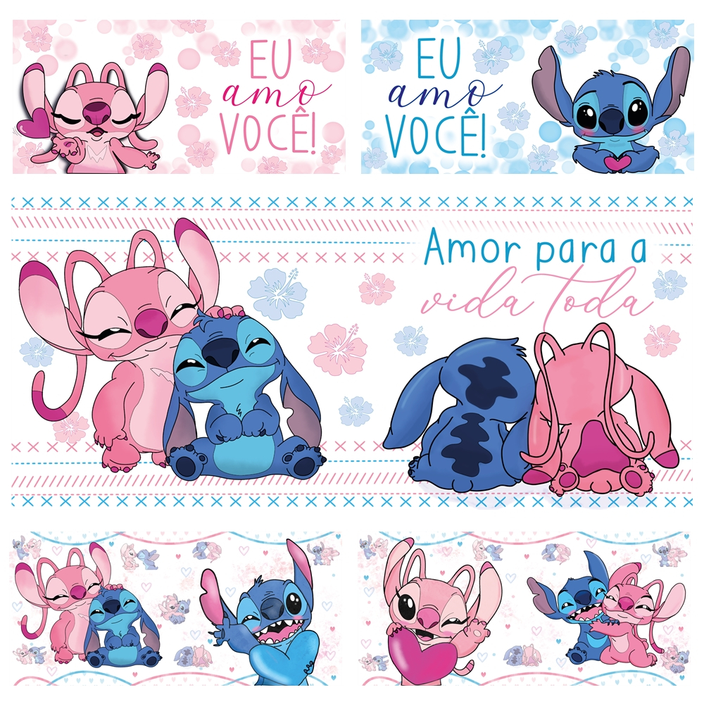 Artes Impressas Dia dos Namorados Stitch & Angel | Impressão pronta para estampar Canecas | Sublimação | Casal