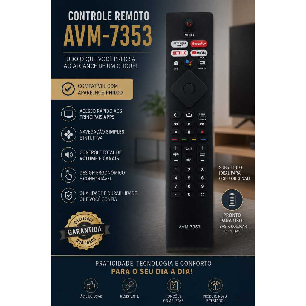 Controle Remoto Para TV Philips SMART UHD 4K Led LE-7353
