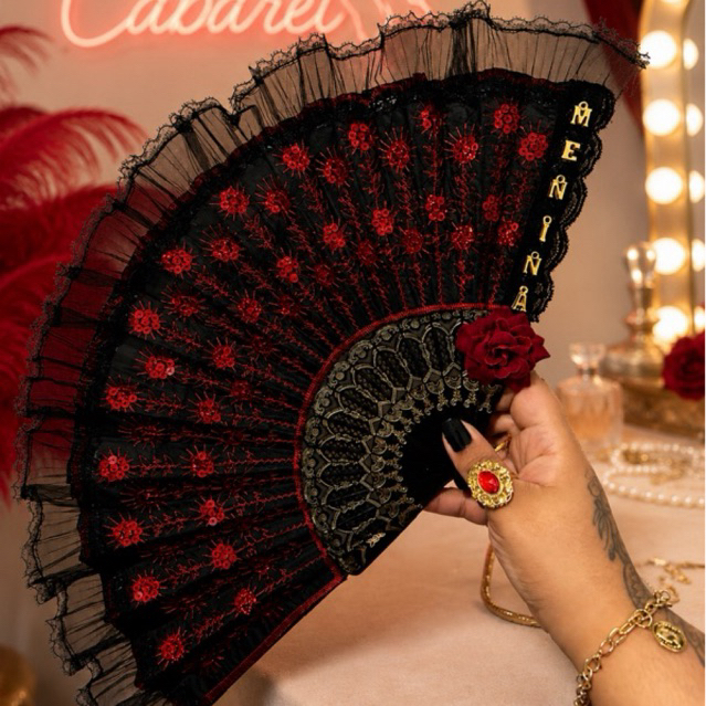 leque pombagira personalizado com nome/ pombagira/ luxo/ leque personalizado/ cabaré/ menina/ sete saias/ padilha/ maria