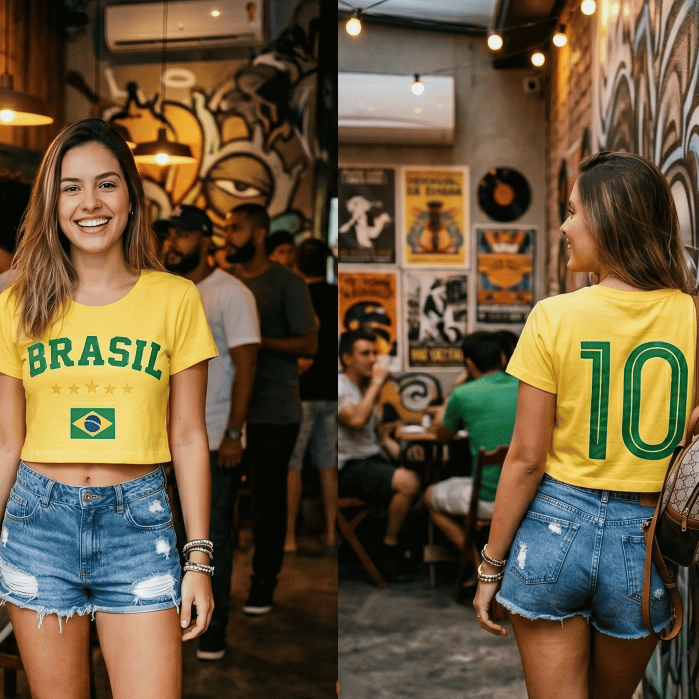 Cropped Feminino Seleção Brasileira Copa do Mundo Brasil
