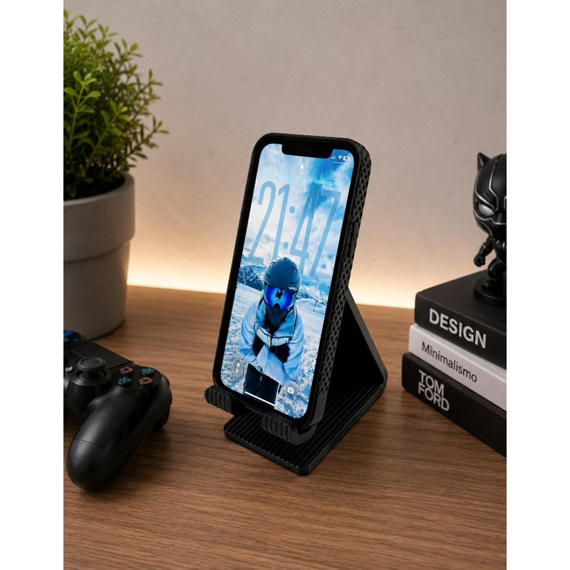 Suporte para Celular Universal Mesa e Escritório | Porta Celular Compacto Resistente 3D