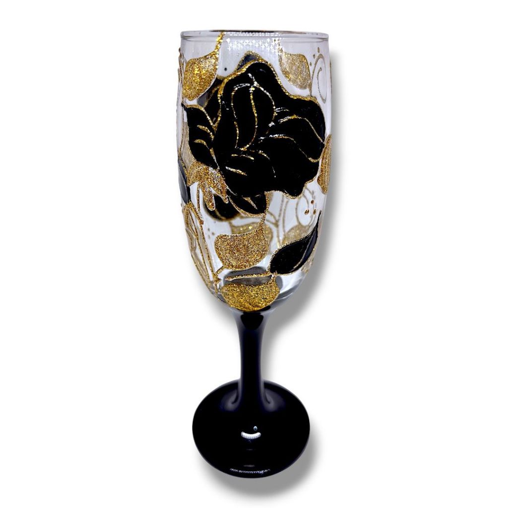 Taça Pomba Gira Rosas Pretas Luxo Preto E Dourado Para Altar E Decoração Espiritual - Padilha Sete Saias Rainha Umbanda