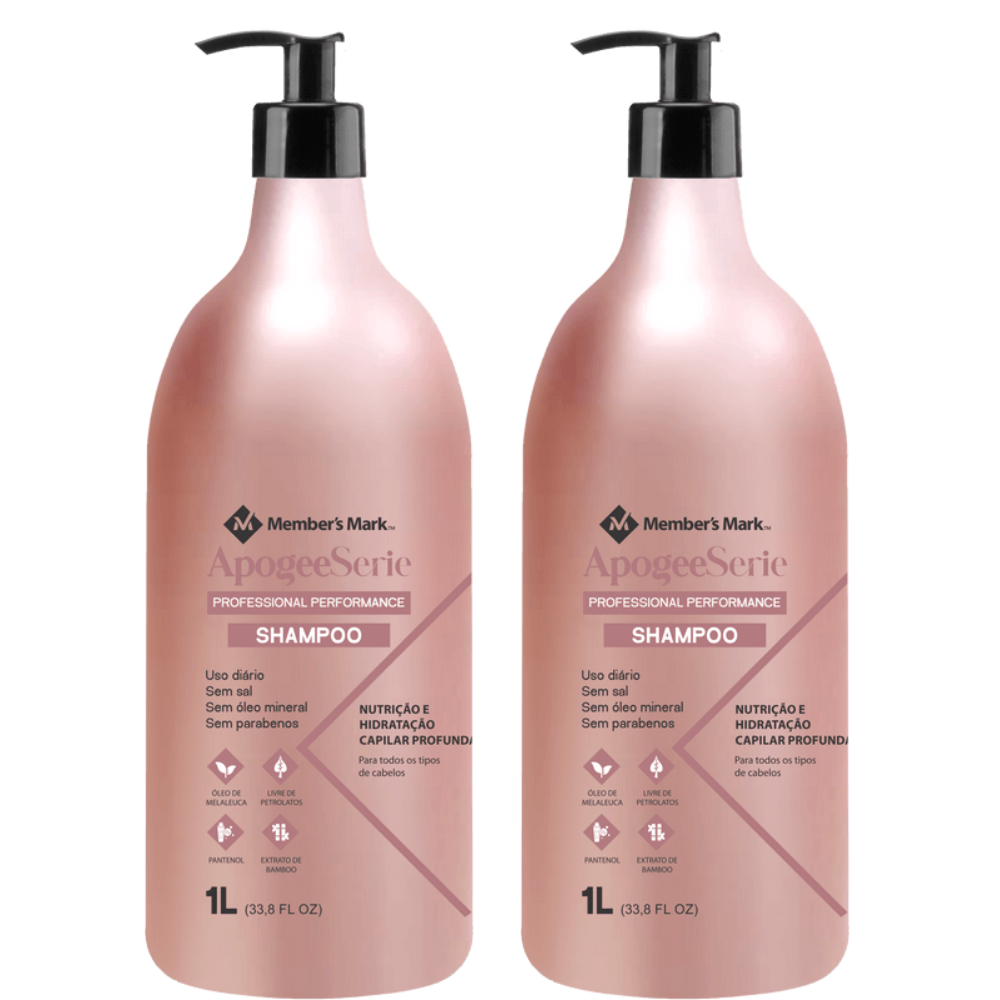 Kit 2 Frascos Shampoo Importado Apogee Serie Members Mark 1L – Hidratação e Cuidado Profissional
