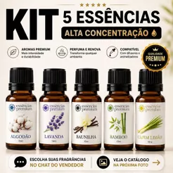 Kit com 5 Essências Para Aromatizador e Difusor Elétrico a Base de Água - Cinco Aromas