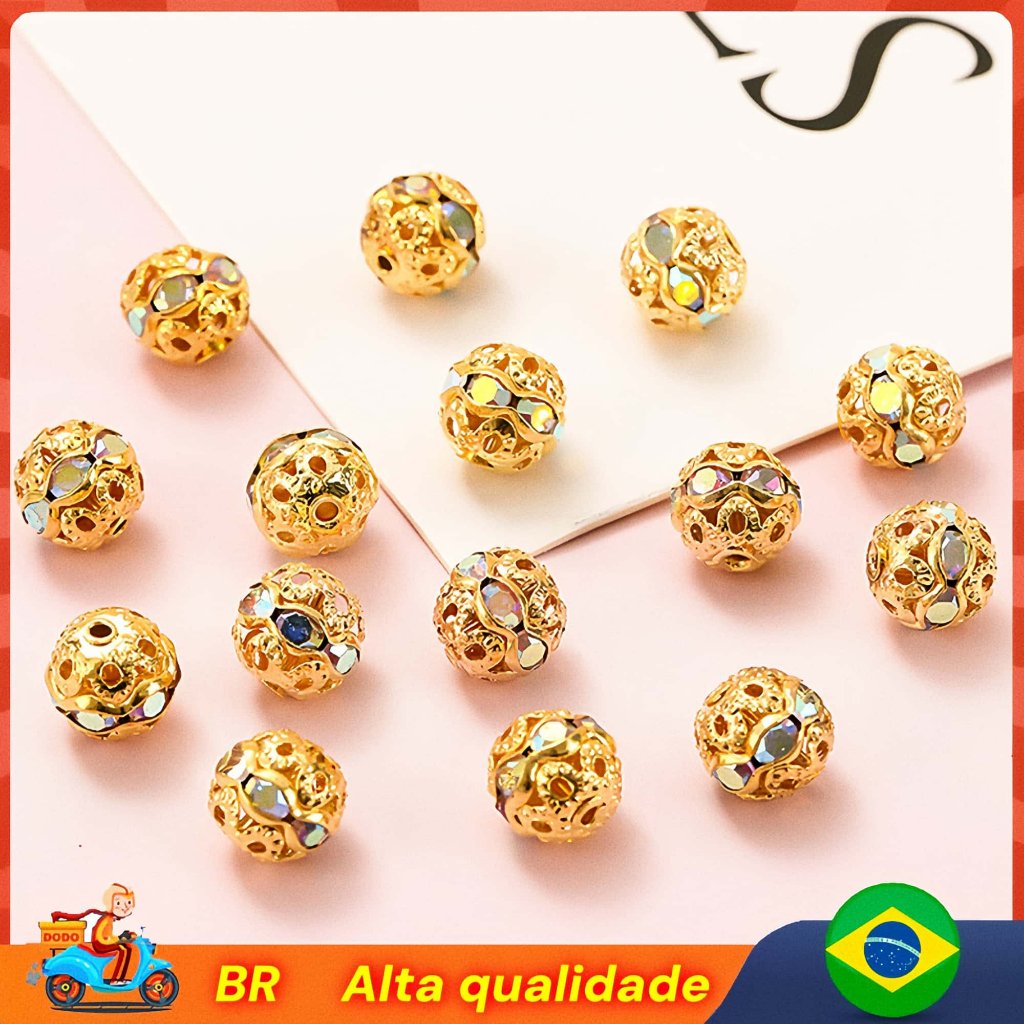 🔥[BR  Local]Kit 20 Bolinhas Filigramas Douradas