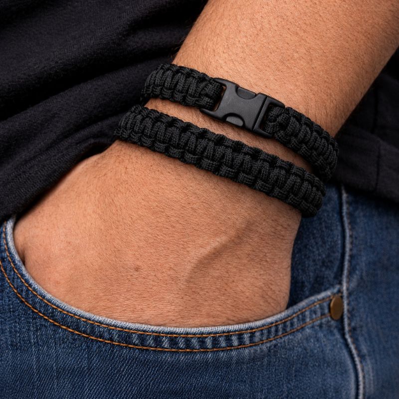 Kit 2 Pulseiras Masculinas Premium | Fio Paracord  Resistente 3mm| Fecho Engate | Presente Masculino