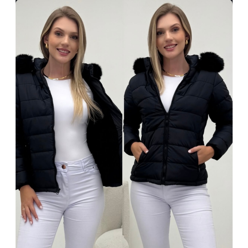 Jaqueta Bobojaco Casaco Puffer Feminina Impermeável Com capuz Removível Super Quentinha Outono Inverno