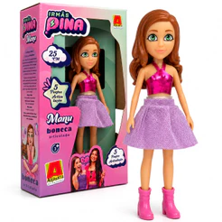 Boneca Manu Irmãs Pina Articulada 25cm Algazarra Youtuber Influencer Menina