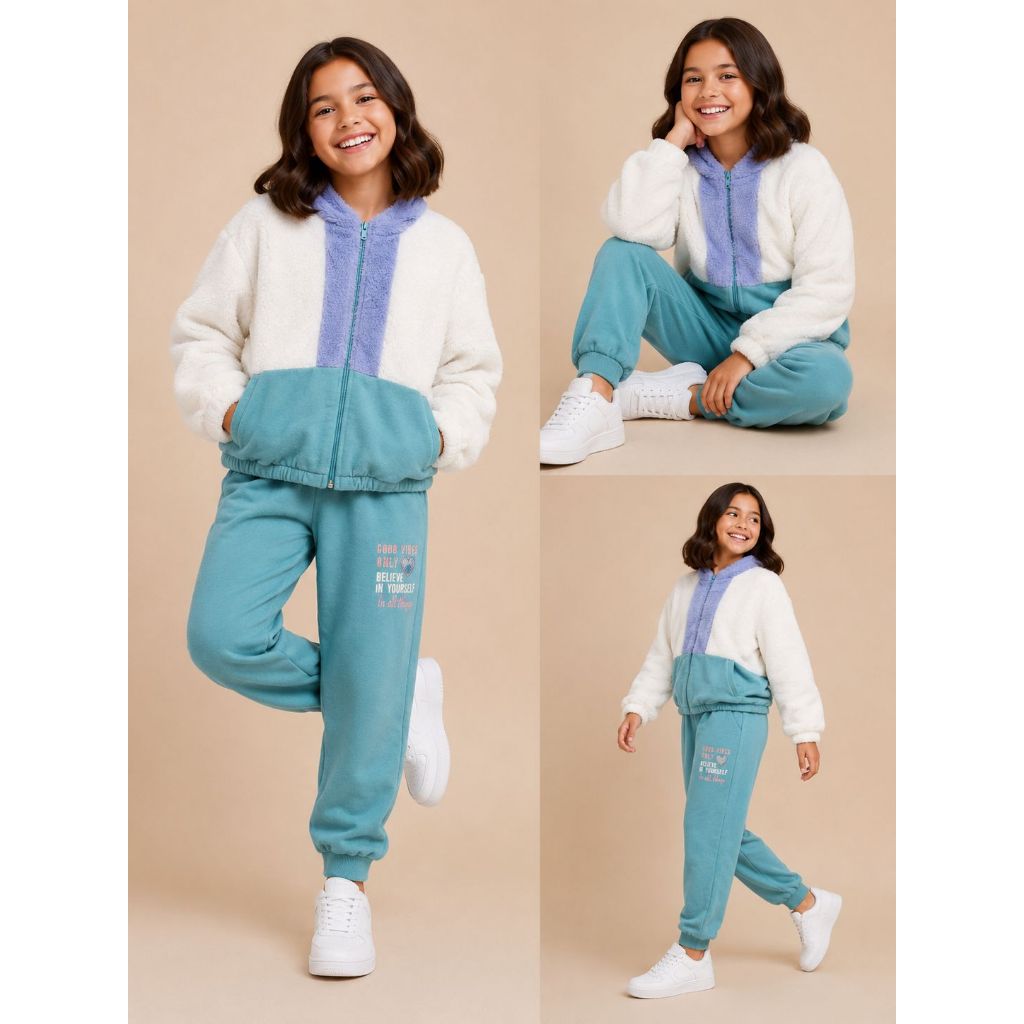Conjunto Infantil Feminino Inverno Lanfel Forrado –Moletom Peluciado + Calça | Look Quentinho 01ao10