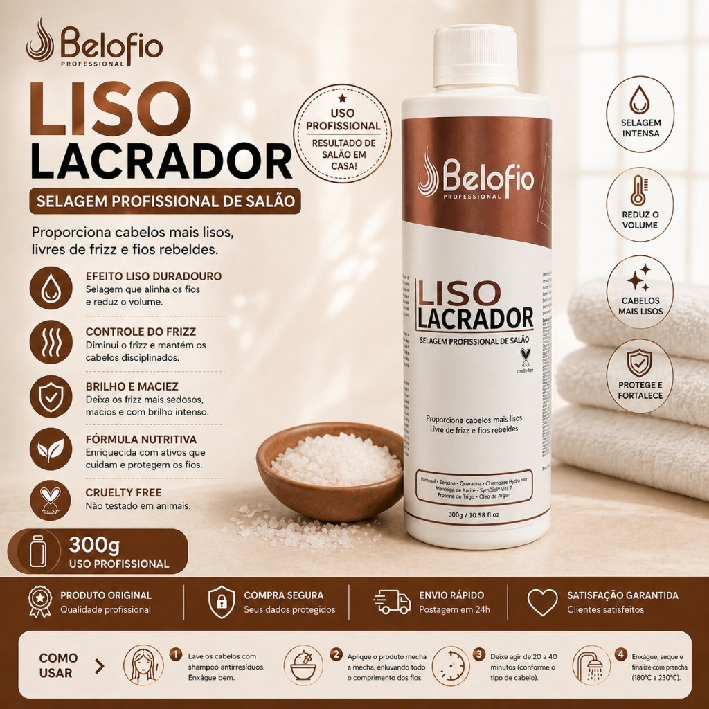 Selagem Profissional de Salão Liso Lacrador 300g - Belofio