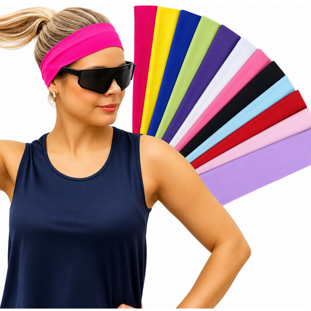 Kit Faixas de Cabelo Elásticas Confortáveis Headband Feminina para Academia Esporte Yoga Corrida Lazer Passeio Moda